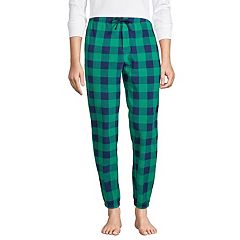 Womens Ladies Plush Fleece PJ Pajama Pants 80142P, Green Plaid