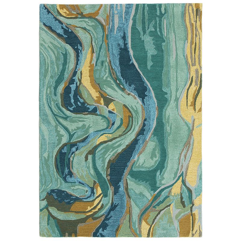 Liora Manne Corsica Panorama Wool Rug, Blue, 8X11.5 Ft