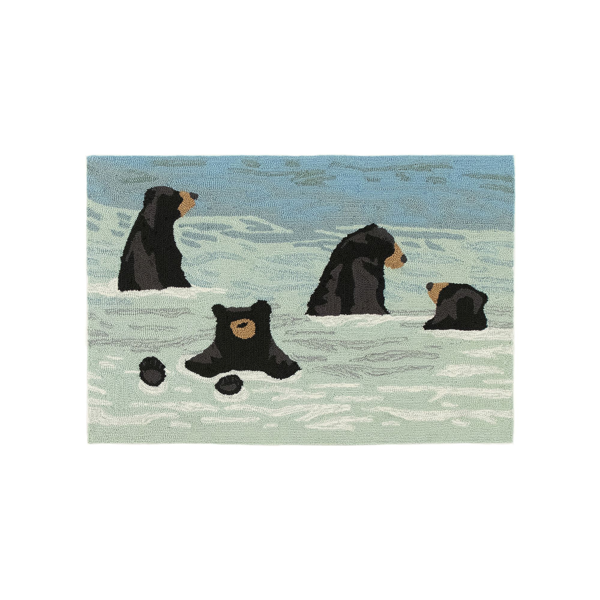 Liora Manne Frontporch Bathing Bears Indoor Outdoor Rug, Water