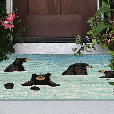 Liora Manne Frontporch Bathing Bears Indoor Outdoor Rug