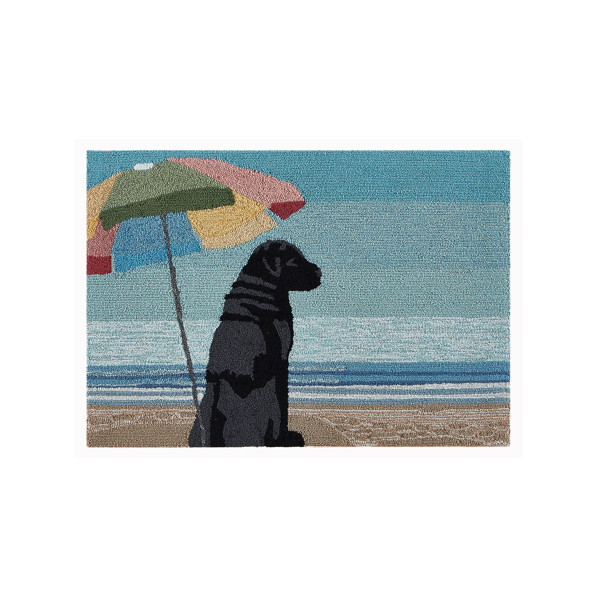 Liora Manne Frontporch Parasol And Pup Indoor Outdoor Rug, Multi