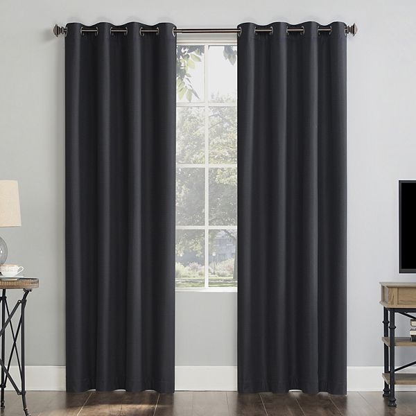 Sun Zero Array 100 Blackout Woven Dobby Draft Shield Fleece Insulated Grommet Window Curtain
