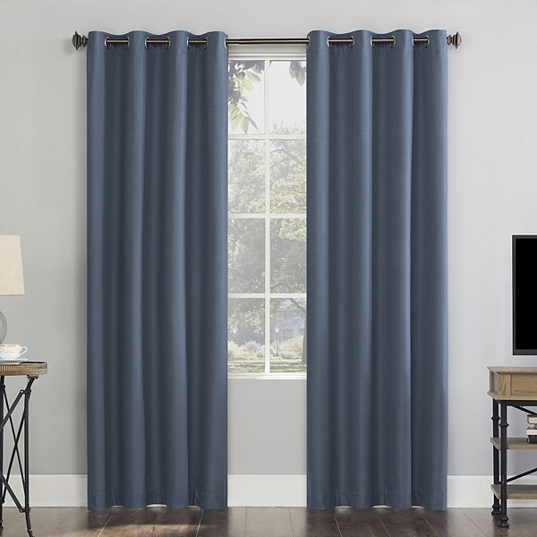 Sun Zero Array 100 Blackout Woven Dobby Draft Shield Fleece Insulated Grommet Window Curtain