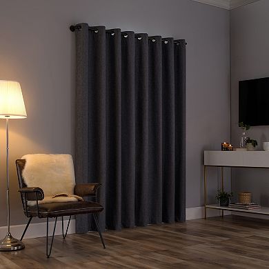 Sun Zero Tresello Tonal Textured Draft Shield Fleece Insulated 100% Blackout Grommet Window Curtain