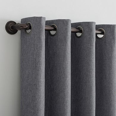 Sun Zero Tresello Tonal Textured Draft Shield Fleece Insulated 100% Blackout Grommet Window Curtain