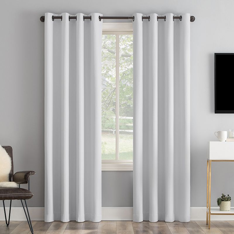 84"x50" Tyrell Tonal Textured Draft Shield Fleece Insulated 100% Blackout Grommet Top Curtain Panel Dove White - Sun Zero
