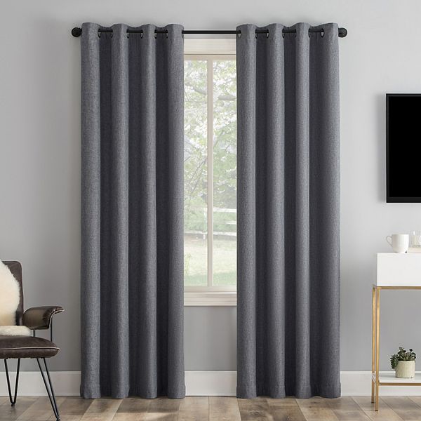 Sun Zero Tresello 100 Blackout Tonal Textured Draft Shield Fleece Insulated Grommet Window Curtain
