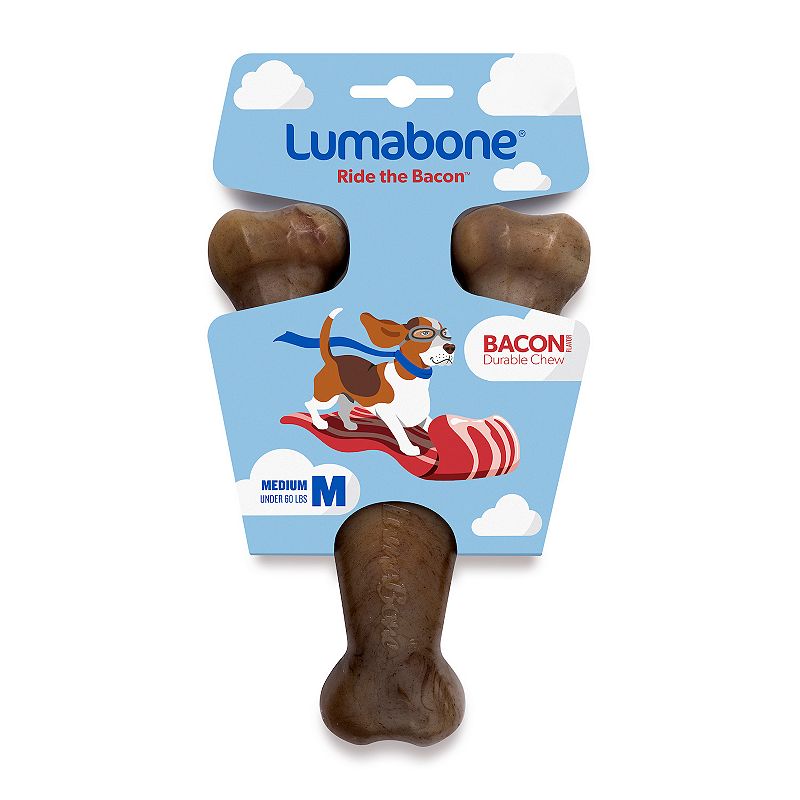 Lumabone Bacon Wishbone Dog Chew Toy - Medium, Multicolor