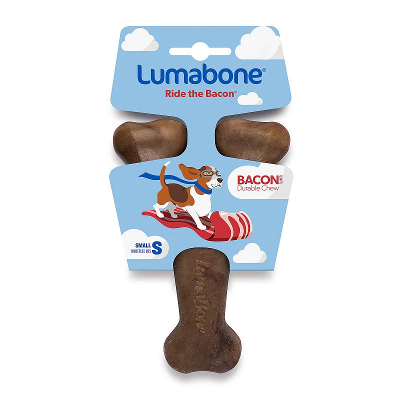 Lumabone Bacon Wishbone Dog Chew Toy - Small, Multicolor