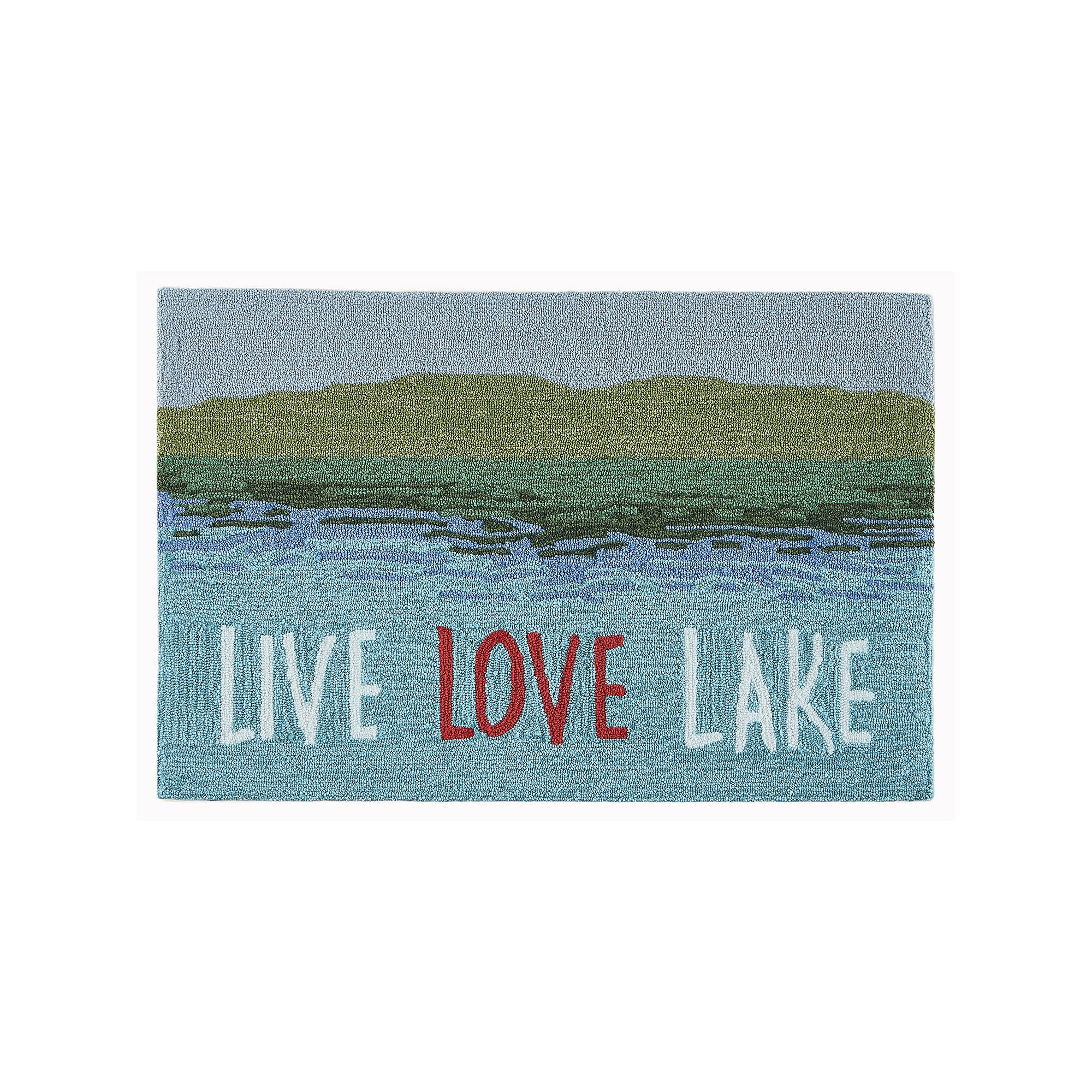 Liora Manne Frontporch Live Love Lake Indoor Outdoor Rug, Water