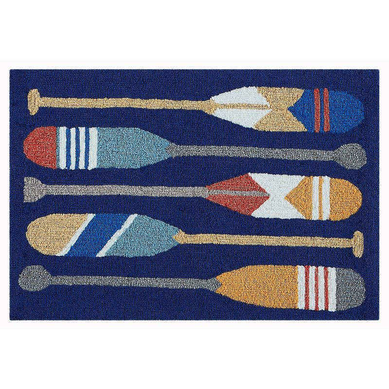 Liora Manne Frontporch Paddles Navy 2ft 6in x 4ft  Rug FTP34450833