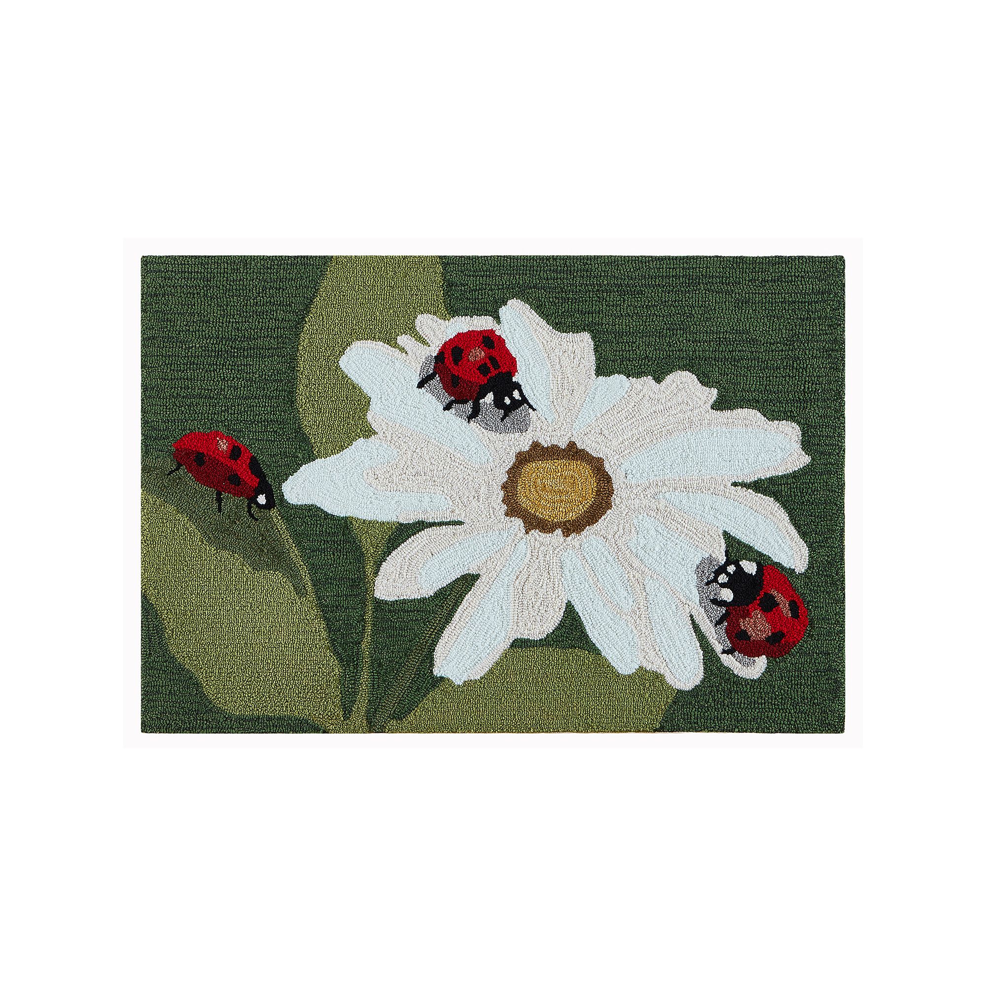 Liora Manne Frontporch Ladybugs Indoor Outdoor Rug, Green