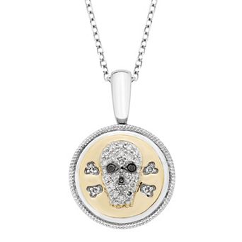 It's Personal 14k Gold Over Sterling Silver Diamond Accent Skull Pendant Necklace