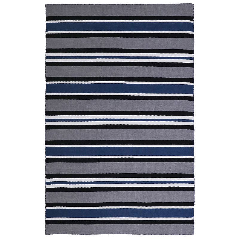 Liora Manne Sorrento Cabana Stripe Indoor Outdoor Rug, Blue, 8Ft Sq