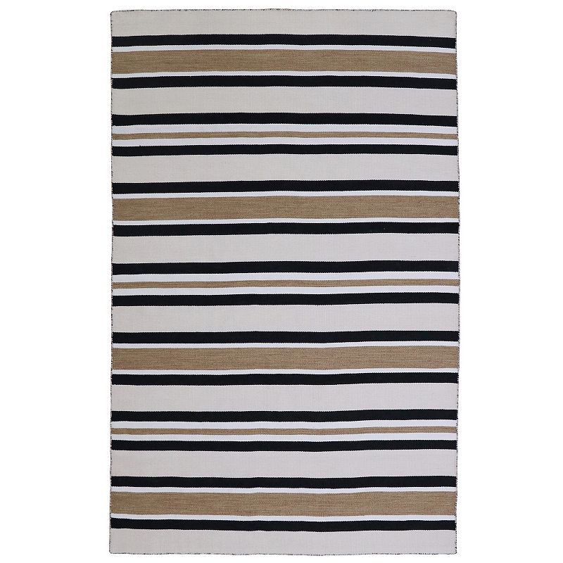 Liora Manne Sorrento Cabana Stripe Indoor Outdoor Rug, Beig/Green, 8X11.5 Ft