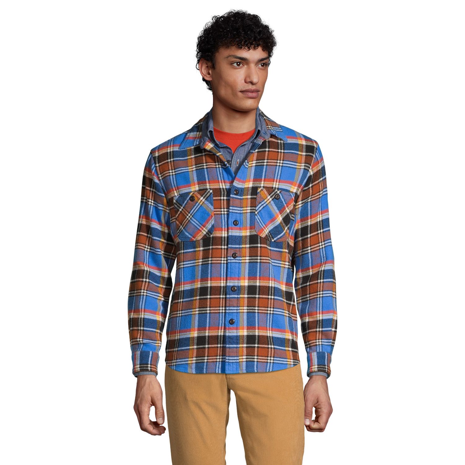 Image for Lands' End Big & Tall Traditional-Fit Rugged Flannel Button-Down Shirt at Kohl's.