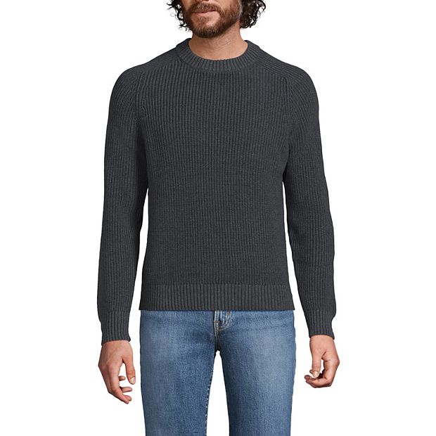 【USA製】LAND'S END cotton Knit sweater Men's Lands' End Cotton Drifter Shaker Sweater