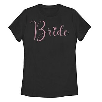 Juniors' Disney's Mickey Mouse Bride Cursive Logo Tee