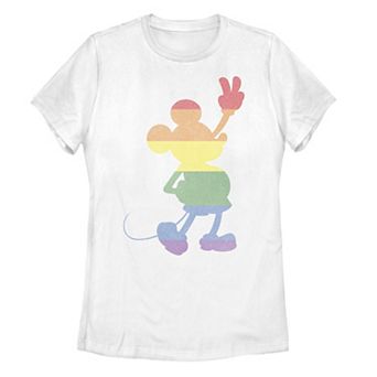 Disney's Mickey Mouse Peace Sign Rainbow Juniors' Graphic Tee