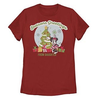 Juniors' Disney's Mickey & Friends Christmas Greetings From Daughter Tee