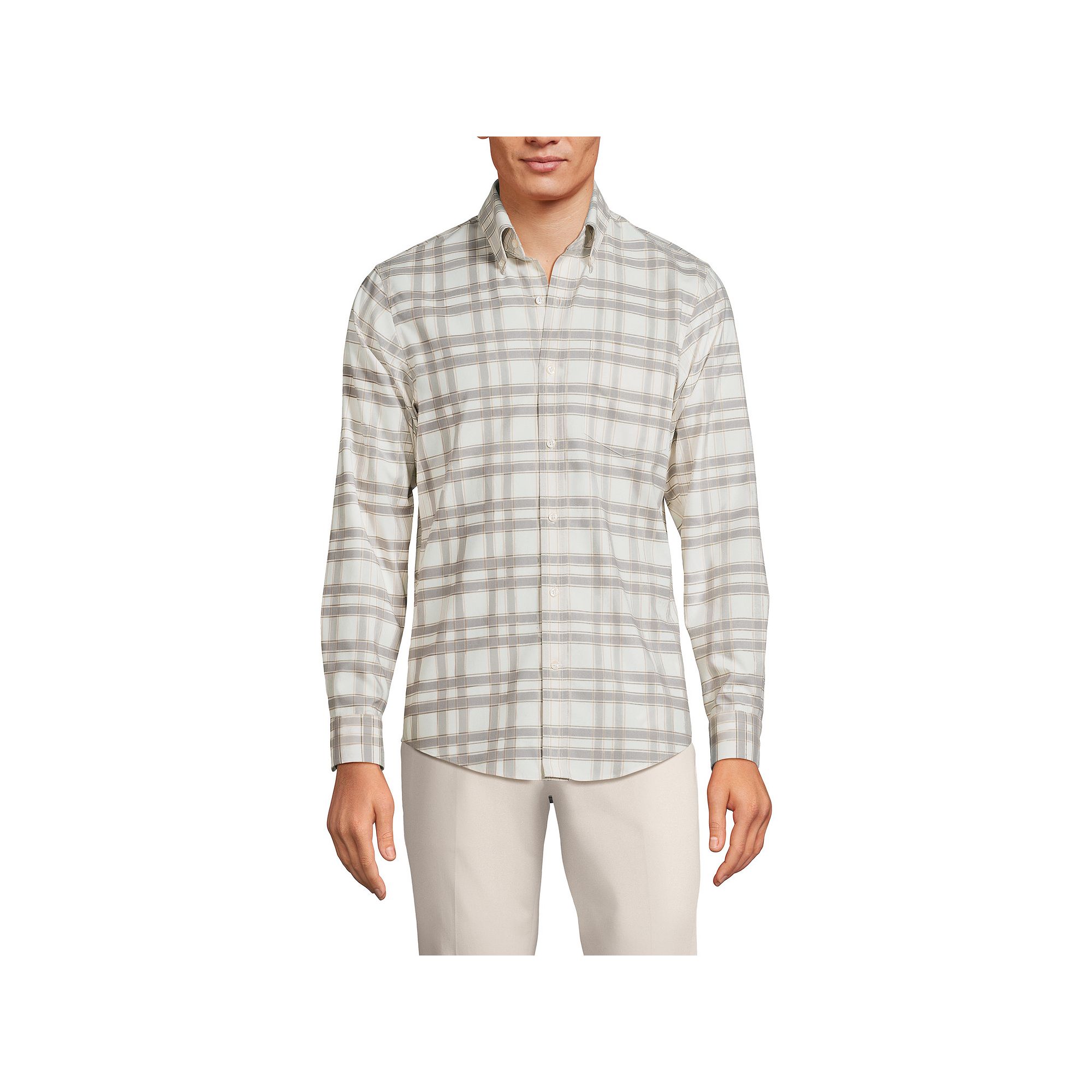 Mens Lands End Traditional-Fit No-Iron Twill Button-Down Shirt, Size: Med
