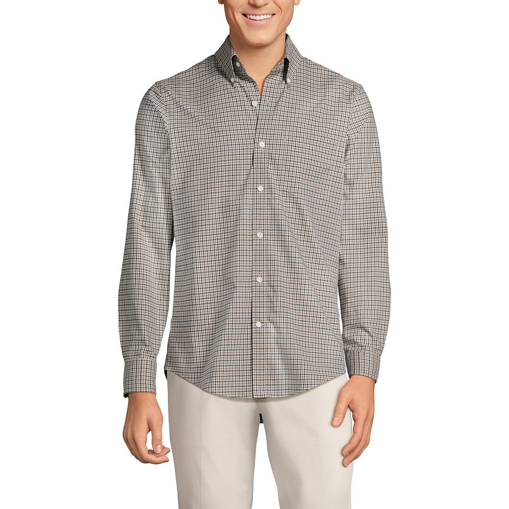 Lands End Men's Button Down Shirts School Uniform Men's Tailored Fit Long  Sleeve Buttondown Oxford