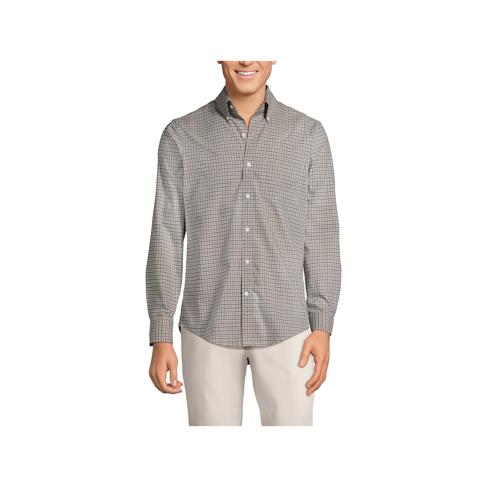 Mens Lands End Traditional-Fit No-Iron Twill Button-Down Shirt, Size: Sma