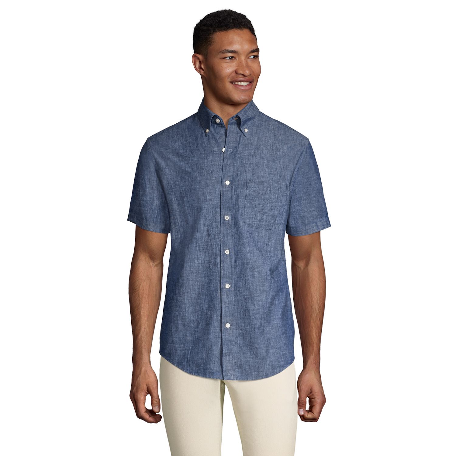 Image for Lands' End Men's Traditional-Fit Chambray Button-Down Shirt at Kohl's.