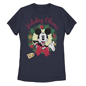 Juniors' Disney's Mickey Christmas Holiday Cheers From Mom Tee