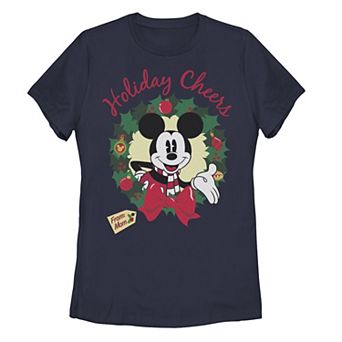 Juniors' Disney's Mickey Christmas Holiday Cheers From Mom Tee