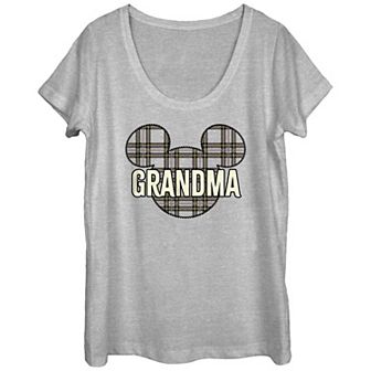 Juniors' Disney's Mickey Grandma Holiday Patch Text Tee