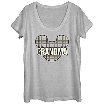 Juniors' Disney's Mickey Grandma Holiday Patch Text Tee