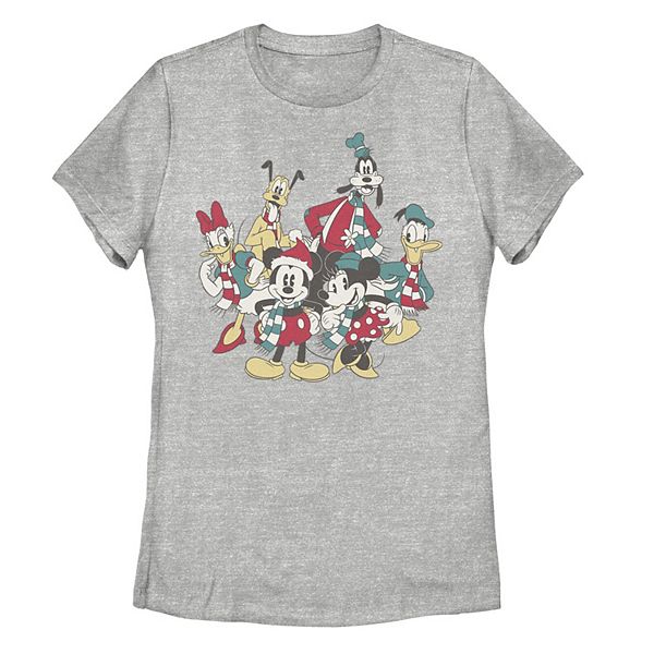 Juniors' Disney's Mickey Classic Holiday Group Poster Tee