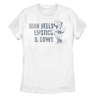 Juniors' Disney's Minnie Mouse "High Heels, Lipstick & Bows" Attire Tee