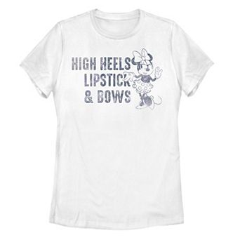 Juniors' Disney's Minnie Mouse "High Heels, Lipstick & Bows" Attire Tee