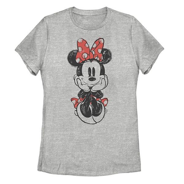 Juniors' Disney's Mickey Sitting Minnie Sketch Vintage Tee