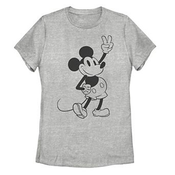 Juniors' Disney's Mickey Peace Outline Tee