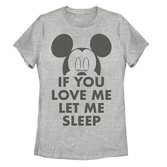Juniors' Disney's Mickey "If You Love Me Let Me Sleep" Tee