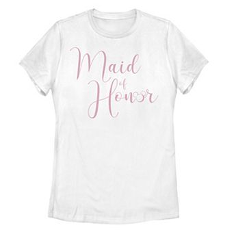 Juniors' Disney's Mickey Mouse Maid Of Honor Cursive Logo Tee