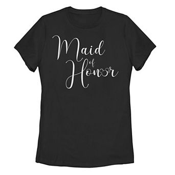 Juniors' Disney's Mickey Mouse Maid Of Honor Cursive Logo Tee