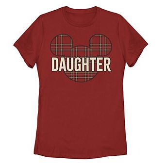 Juniors' Disney's Mickey Christmas Plaid Daughter Tee