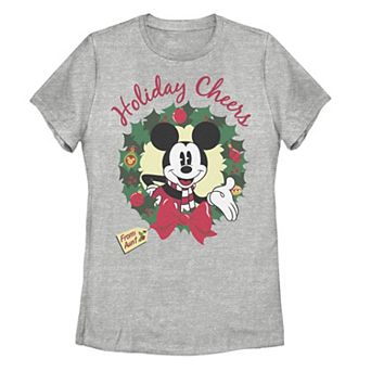 Juniors' Disney's Mickey Christmas Holiday Cheers From Aunt Tee