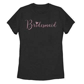 Juniors' Disney's Mickey Mouse Bridesmaid Cursive Logo Tee