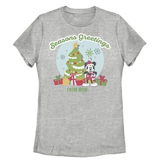 Juniors' Disney's Mickey Christmas Seasons Greetings From Mom Tee