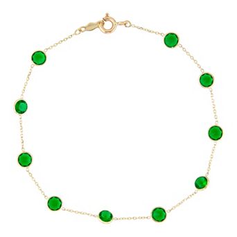 Tiara 10k Gold Simulated Emerald bracelet