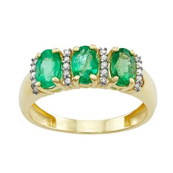 Tiara 10k Gold Gemstone & 1/10 Carat T.W. Diamond 3-Stone Ring