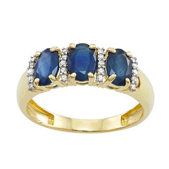 Tiara 10k Gold Gemstone & 1/10 Carat T.W. Diamond 3-Stone Ring