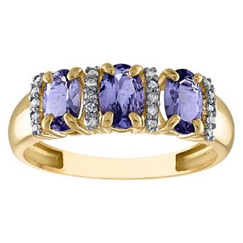 Tiara 10k Gold Gemstone & 1/10 Carat T.W. Diamond 3-Stone Ring