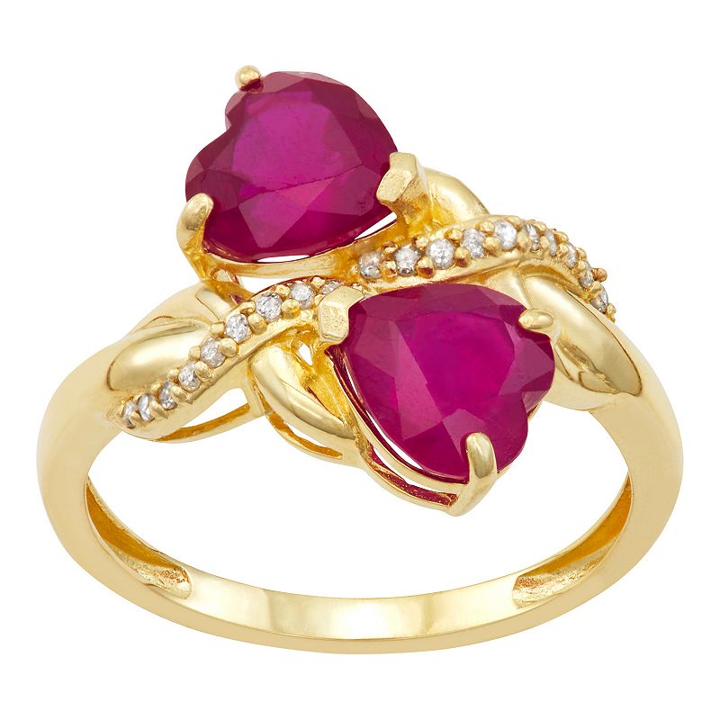 10k Gold Ruby and Diamond Ring, Womens, Size: 6, Red