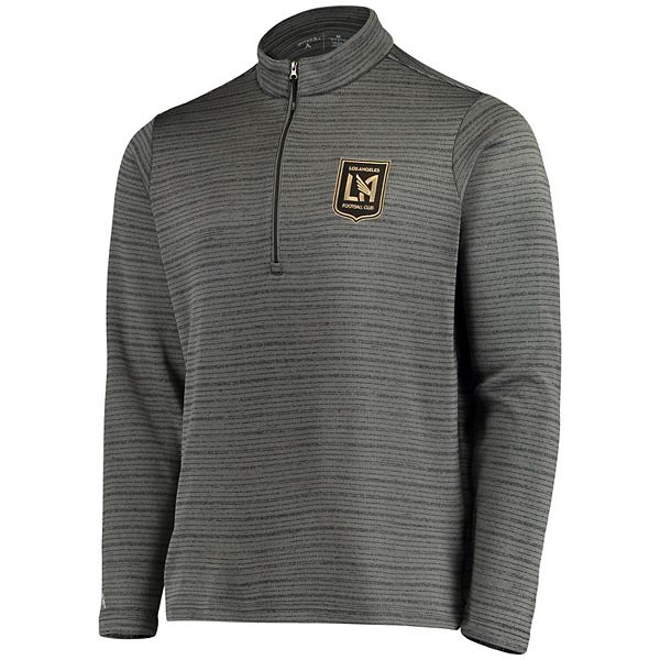 Men's Antigua Gray/Black LAFC Frontier Quarter-Zip Pullover Jacket